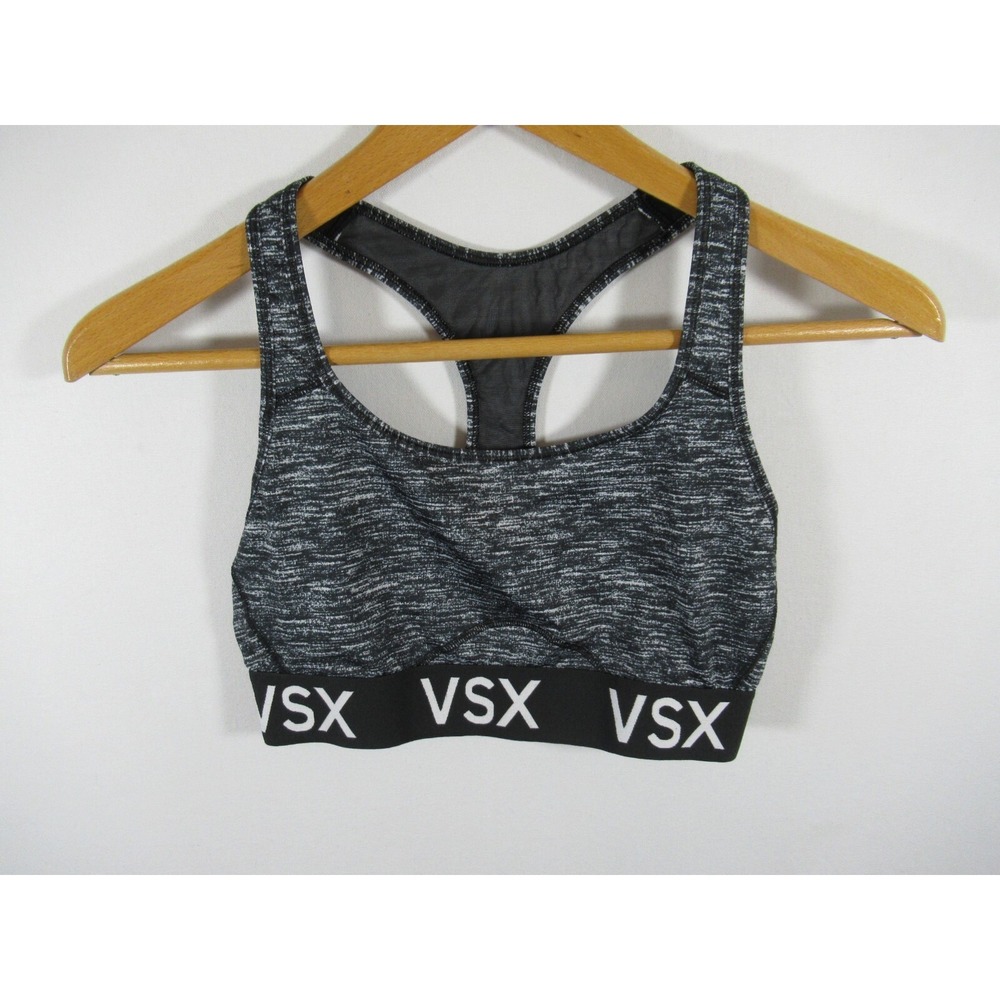 Victoria's Secret VSX Sports Bra Medium Gray Wireless Player Racerback Pullover